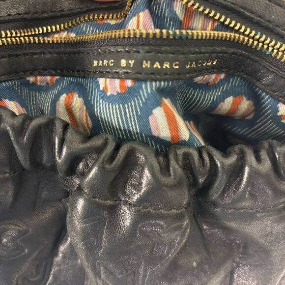 Marc By Marc Jacobs Black Leather Monogram Large Shoulder‎ Purse